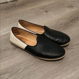 Charix Black and White Leather Slip On